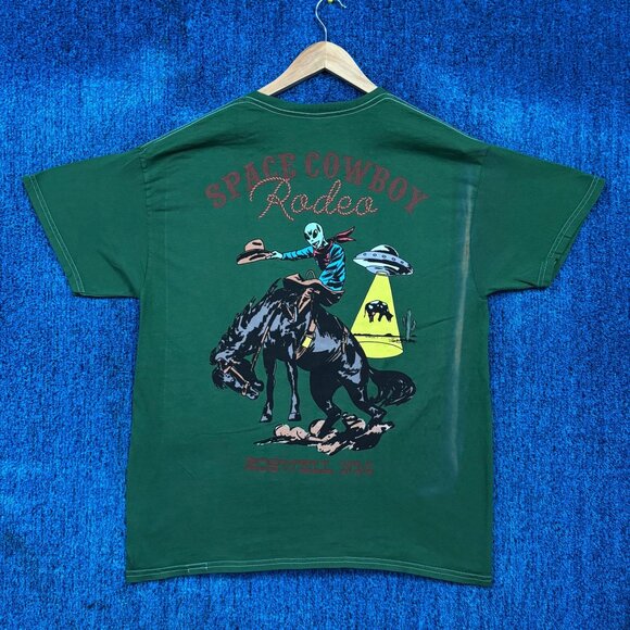 Space Cowboy Rodeo Roswell UFO Abduction Strange Daze Tee L - Picture 1 of 5